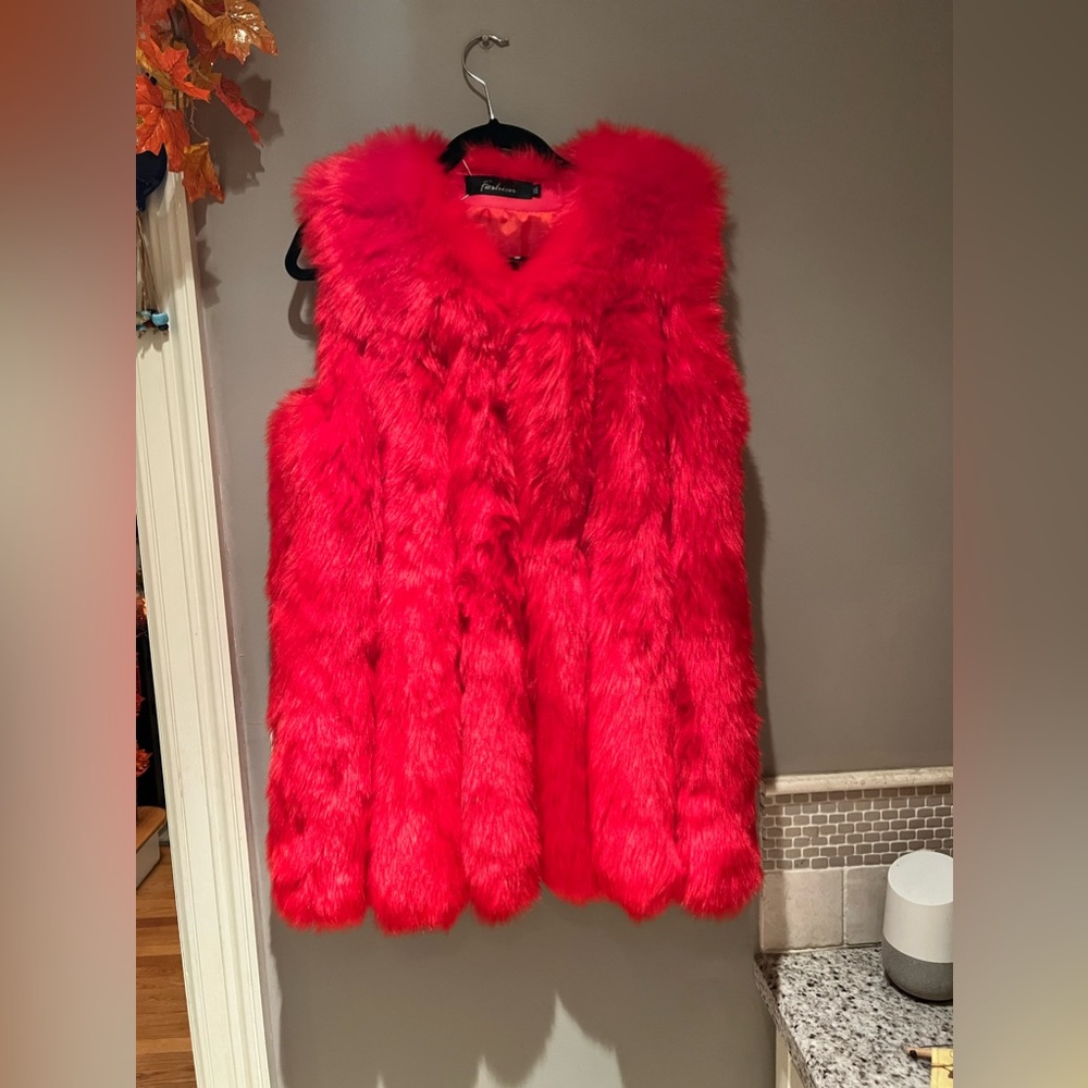 Red fur vest